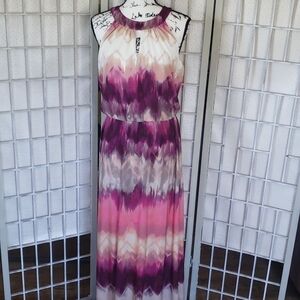 London times 12 sleeveless key hole elastic waist maxi dress